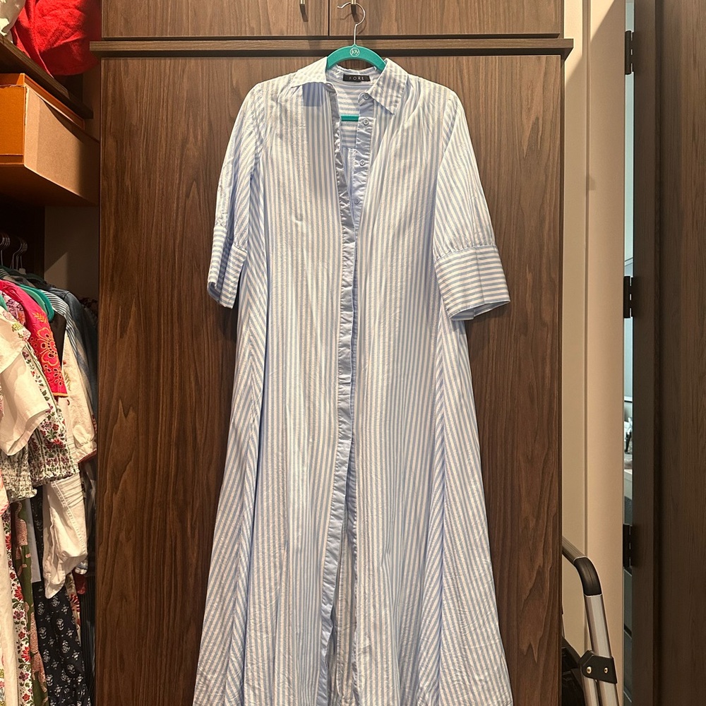 Light Blue Striped Shirt Dress - boutique brand